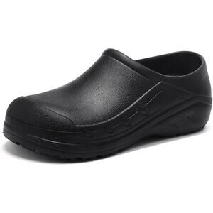 Teytap Mens Size 8 Black Slide On Waterproof Slip Resistant Chef Clogs Shoes